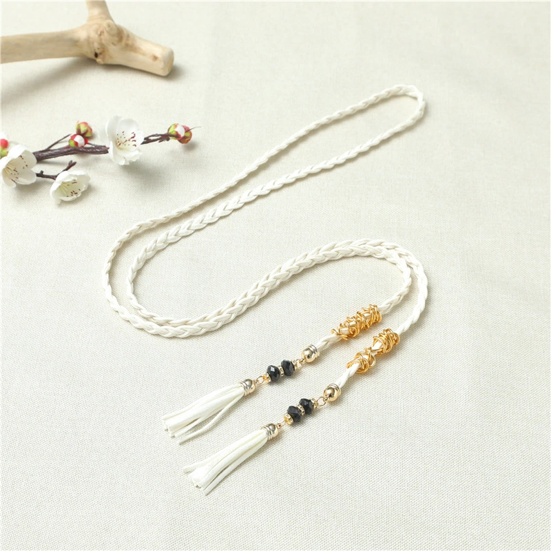 Retro Fashion Belt for Women Lady with Wax String and Glass Bugles, Resin Beads Bl-2010