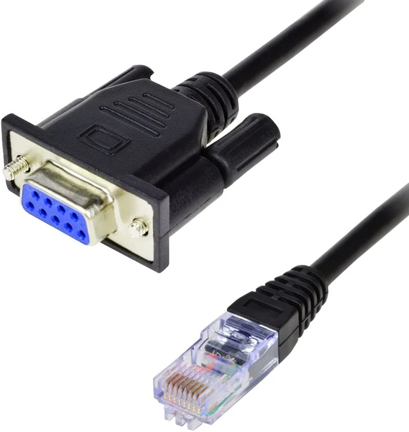 DB9 منفذ تسلسلي ذو 9 سنون أنثى إلى شبكة إيثرنت RJ45 Female Cat5 كبل LAN