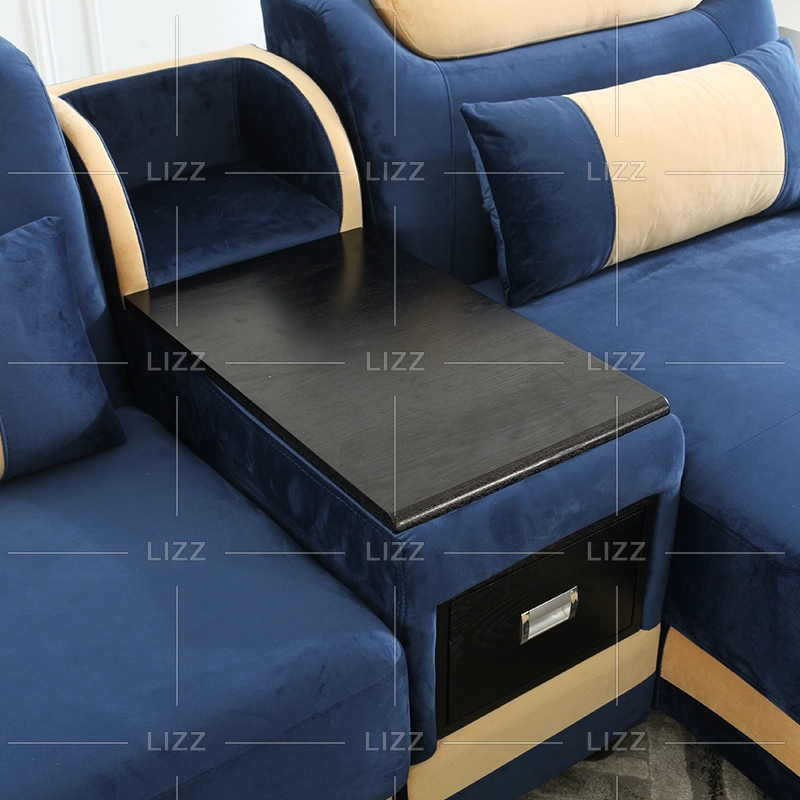 Modern Leisure Home Furniture Set Living Room Leather/ Fabric LED Sectional Corner Sofa
