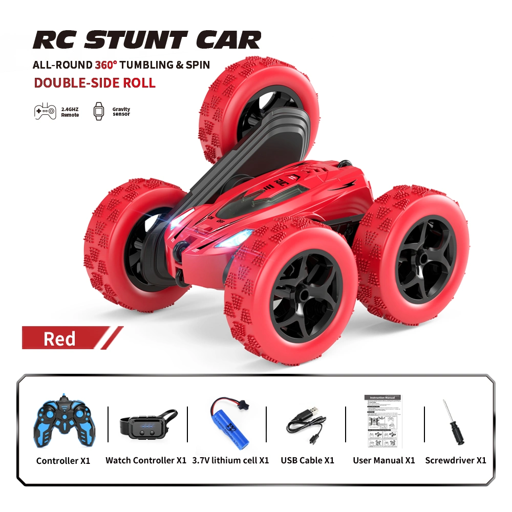 Gesto de mano 2,4G Radio Control Doble cara Roll Toys Drift RC Coche Stunt para niños coche con mando a distancia con reloj