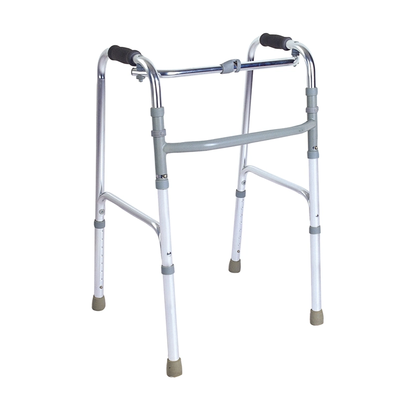 Mobility Products One Button Anodized Aluminum Walker with 5" Wheels for Elderly