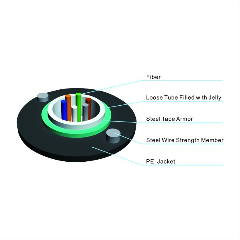 12 Fibers GYXTW Central Loose Tube Duct Type Optical Fiber Cable with Parallel Wires