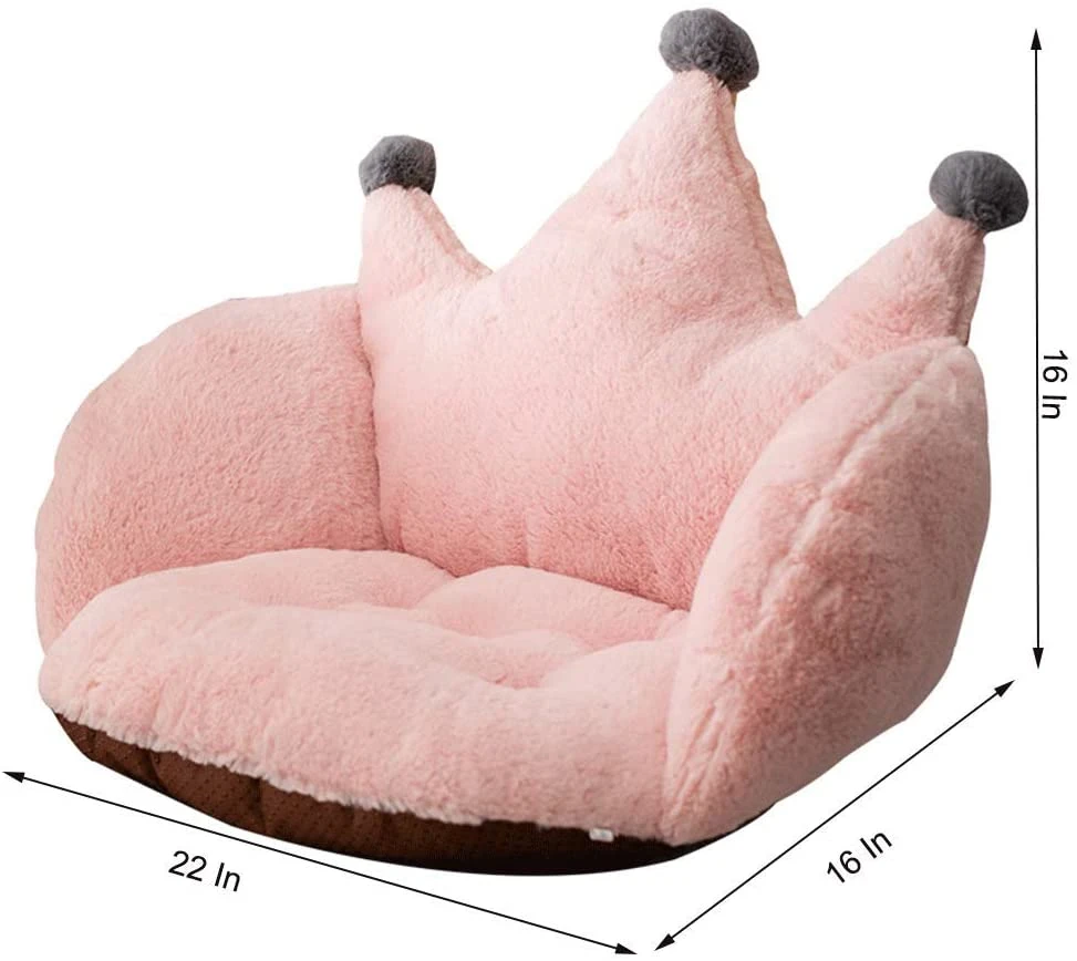 Artbeck Chair Cushion Plush Faux Rabbit Fur Crown Desk Chair Cushion