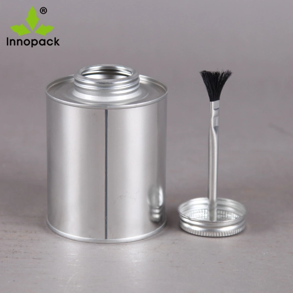 8oz/237ml Empty Round Metal Tin Can for 250g PVC Glue with Brush