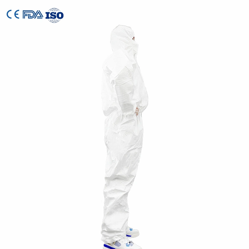 En14126 Disposable Tyvek Coverall 65g Washable Elastic Cuffs for Outpatient Clinics Anti-Spray Reusable Isolation Suit Cat III