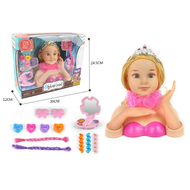 Whoesale Children Pretend Play Make up Toys Half Length Princess Doll Head Set Playing Hairdressing Fashionable Beauty Set Makeup Toy Girls Kids Gift