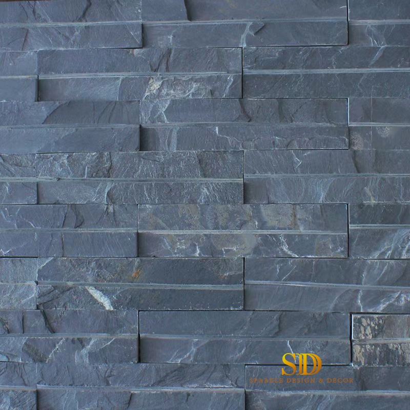 Black Culture Stone Black Veneer Stone Black Ledge Stone for Exterior Wall and Backsplash Decor