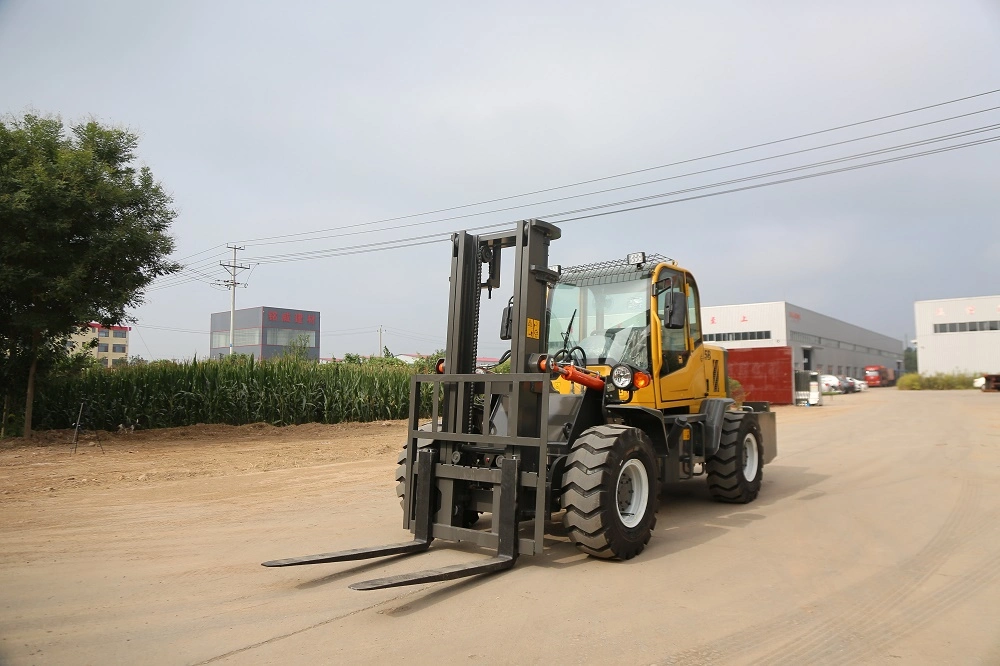 CE Approved China Hot Sale T35b 3 Ton All Terrain Diesel Forklift with Tipping Cabin for Sale