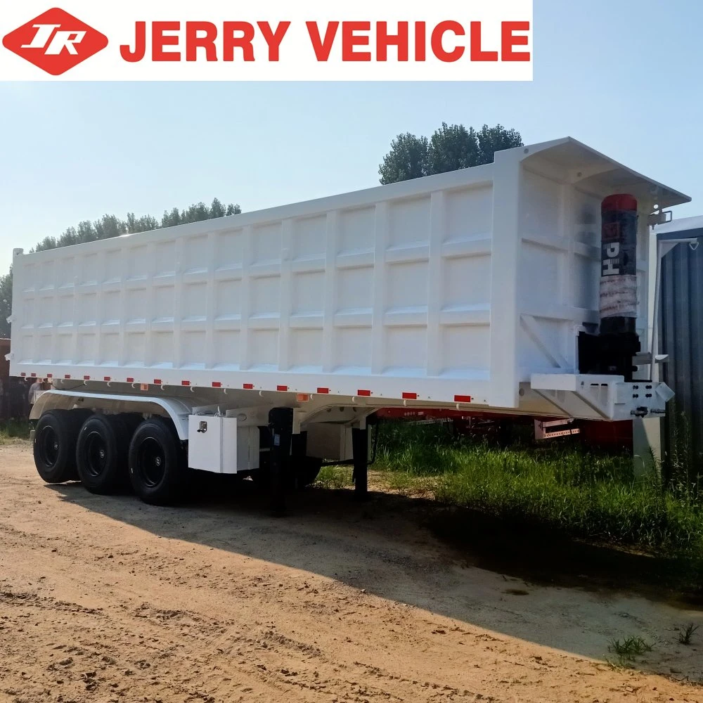 3axle 60 Tonnen schwerer Kippzylinder Hyva Hydraulikzylinder Hinterer Dump für Grain Mine Rock Sand Ore Semi Trailer Lkw