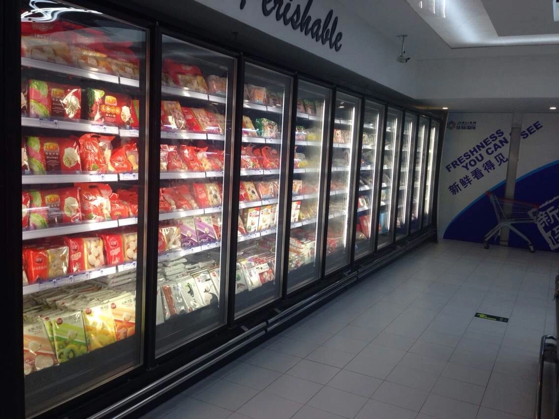 Energy Saving Design Upright Freezer Double Glass Door