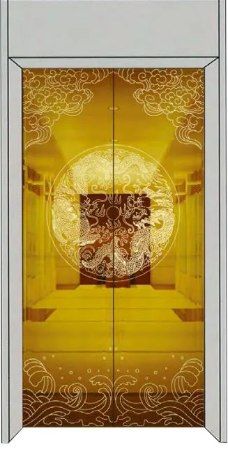 Fujixun Gorgeous Gold Small Floral Pattern Stainless Steel Elevator Floor Door