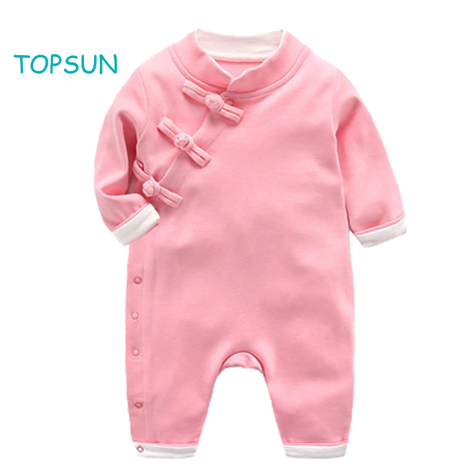 Jumpsuit bebé estilo chinês escaladas de algodão puro bebês recém-primavera e outono vestuário exterior