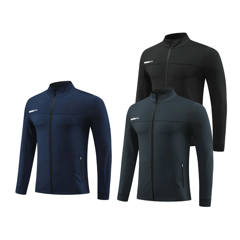 Long Sleeve Men's Jackets T Shirts Fitness Full Zip Men Sportswear Neck Golf Custom Logo Gym Sports Zip Collar Pullover Jackets