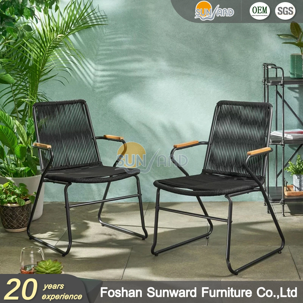 Modern Customized Hot Sale Garden Hotel Home Patio Leisure Aluminum Frame Rope Woven Outdoor Dining Chair