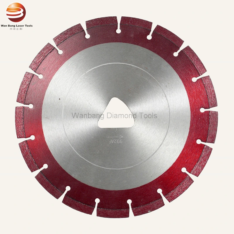 Laser Welded Fresh Concrete Diamond Saw Blade with Triangle Centre Hole for Cutting