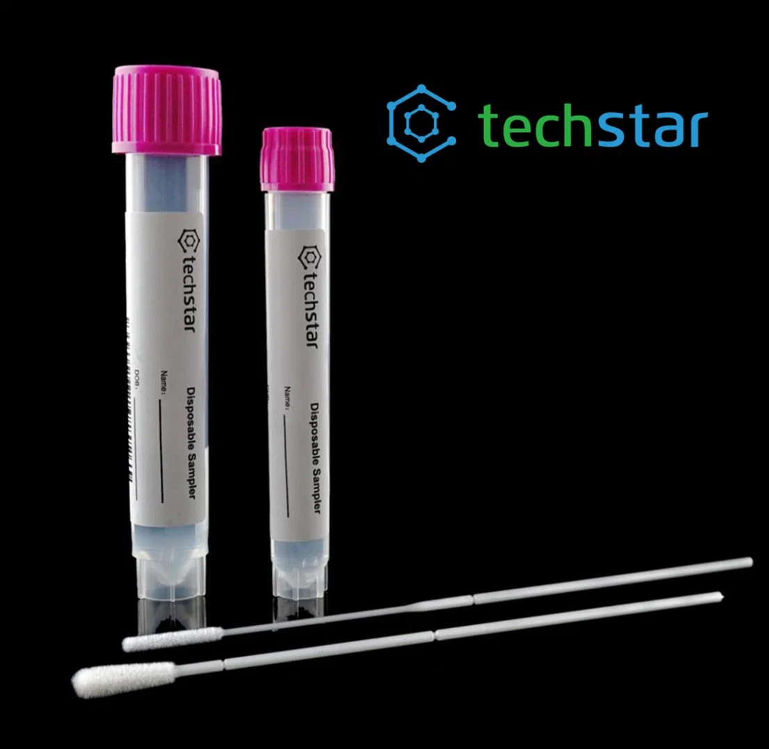 حل الحفاظ على أنبوب أخذ عينات الفيروسات القابل للاستخدام من TechStar باستخدام ممسحة Throat/5 مل محلول تخزين 2 مل للأنبوب