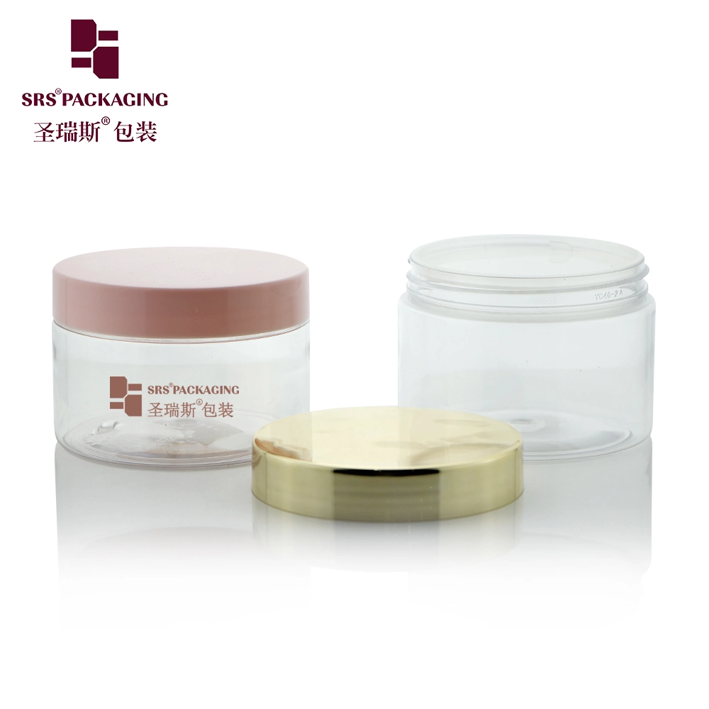 Clear PET Jar with Shiny Gold Lid Screw Cap Jar Set Food Grade Cosmetic Packaging 30g 60g100g 150g 250g 300g 350g