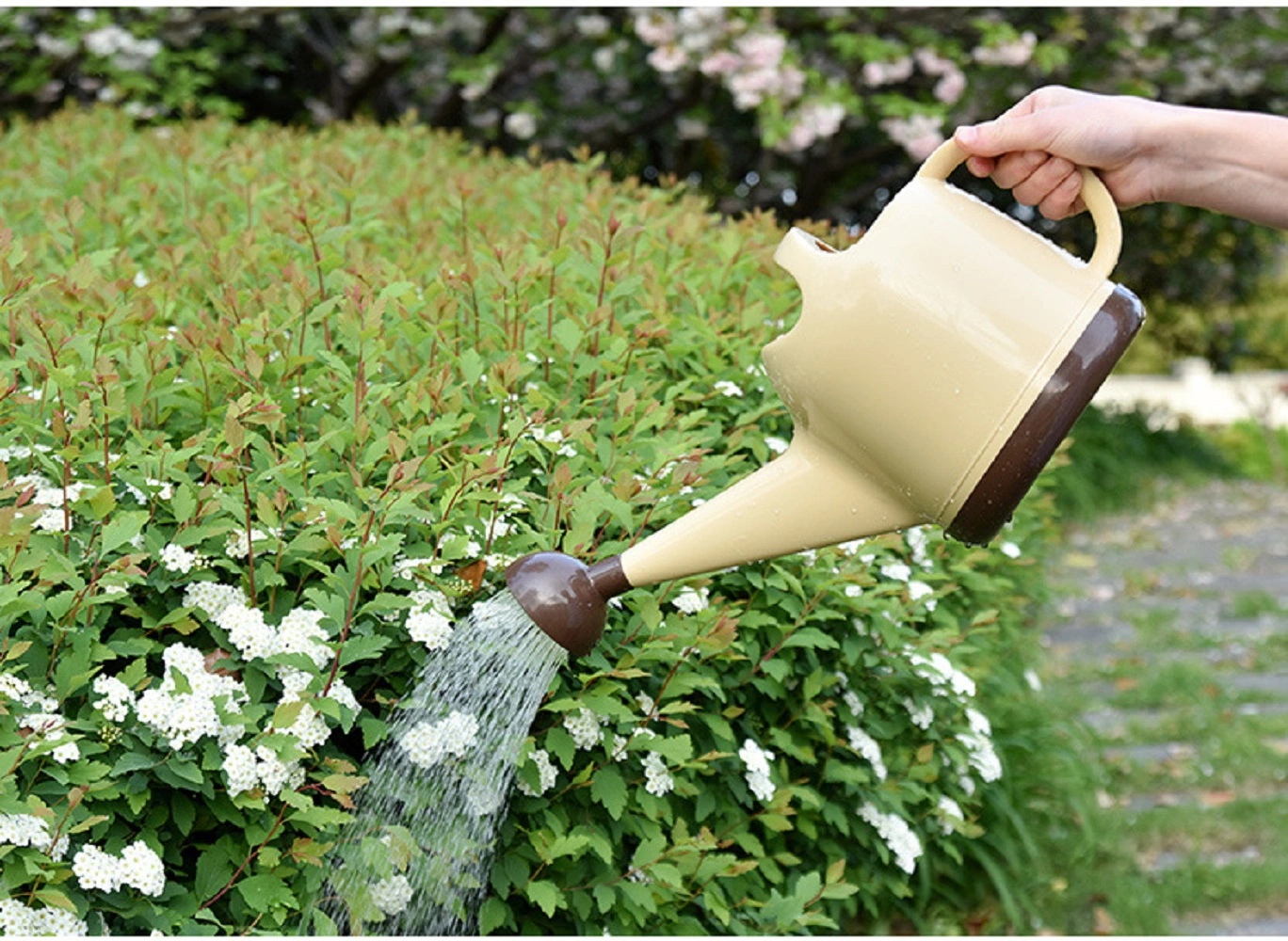 1 galón de la planta de plástico de regadera regadera para interiores, las plantas al aire libre, descarga larga, larga boquilla de plástico desmontable, Regadera de plástico para las plantas Wyz18014