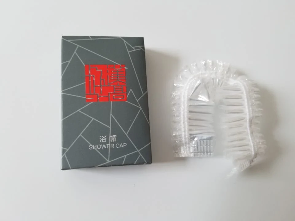 Custom Packaged Disposable Plastic Hair Hotel Shower Caps Waterproof Bathing Shower Cap Personalized Disposable Hotel Shower Cap