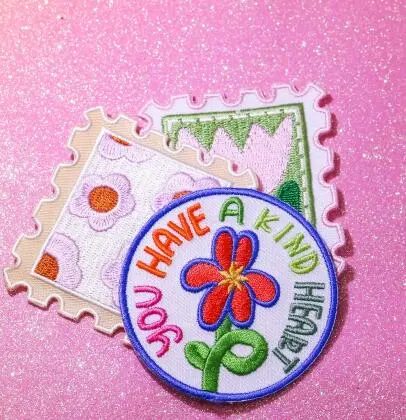 Small Fresh and Cute Round Flower Color Text Embroidery Patch