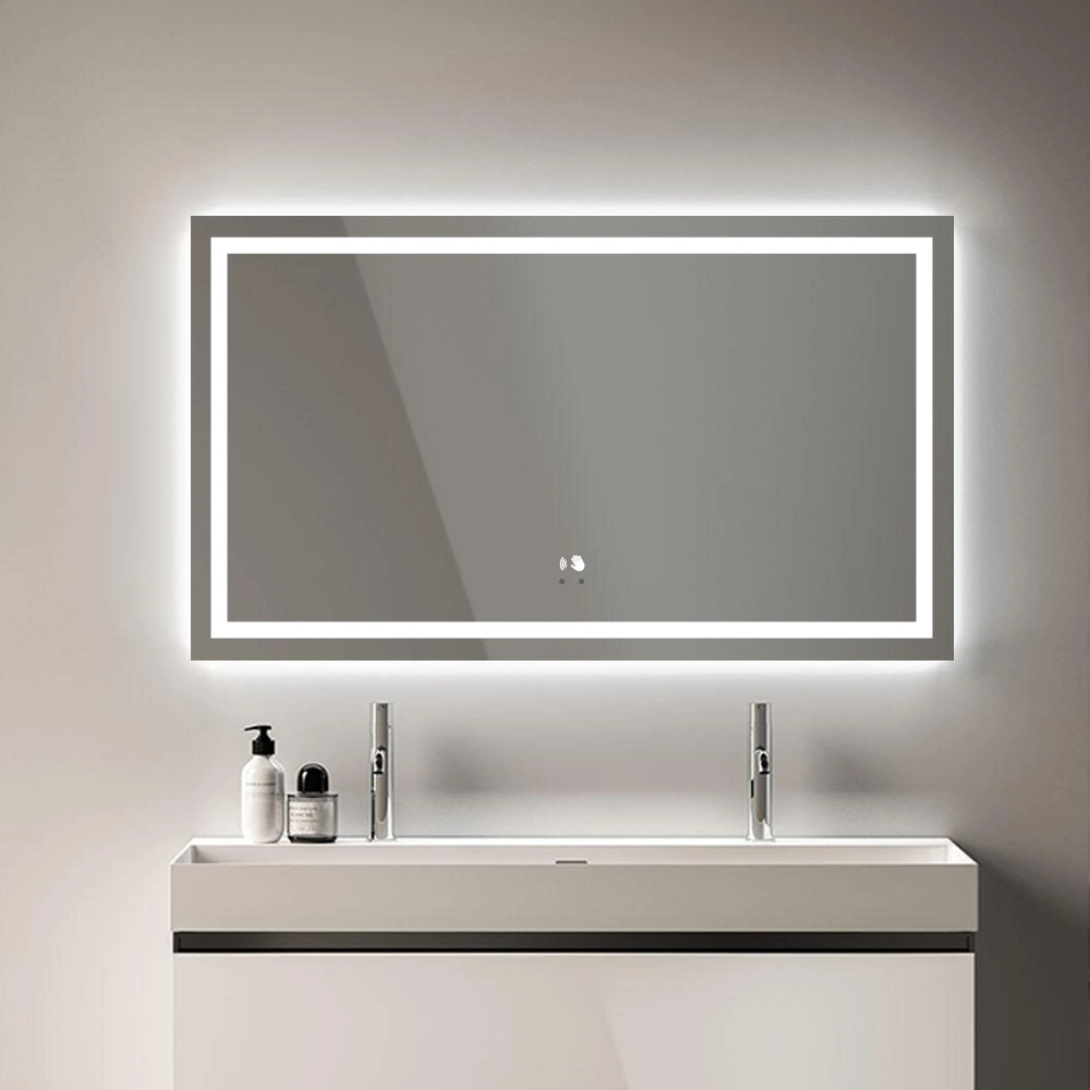 Espejo LED Mayorista/Proveedor IP66 Resort pared montaje en el baño forma rectangular Uso del hotel con espejo iluminado