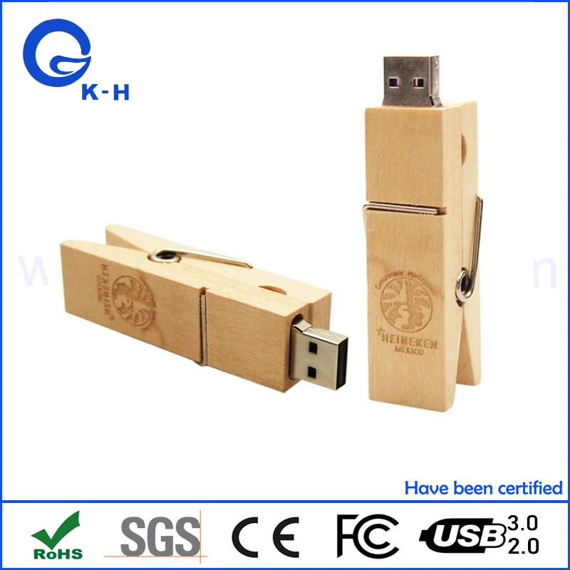 Wooden USB 3.0 Flash Driver 8GB Clothes Clip USB Disk 2GB 4GB