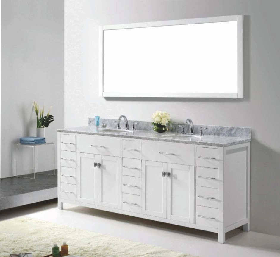 Modern Luxury Bathroom Floor Type Solid Wood Bathroom Cabinet with Countertop