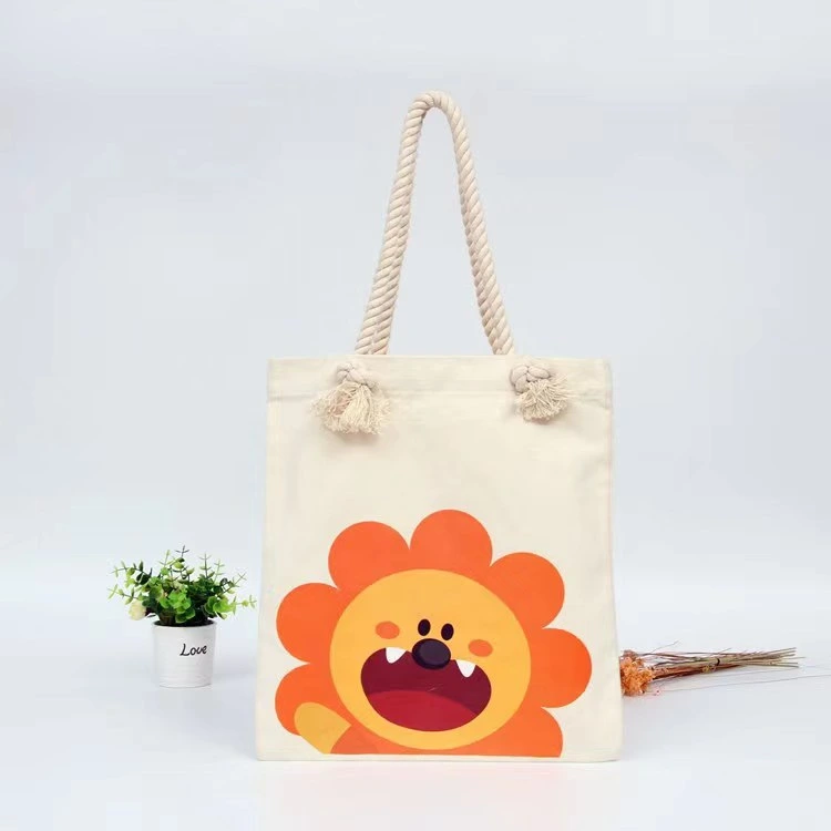 Custom Logo Beach Recycled Canvas Tote Bag Promotional Woman Cotton Shopping Tote Bag Reusable Shoulder Shopper Bag with Button