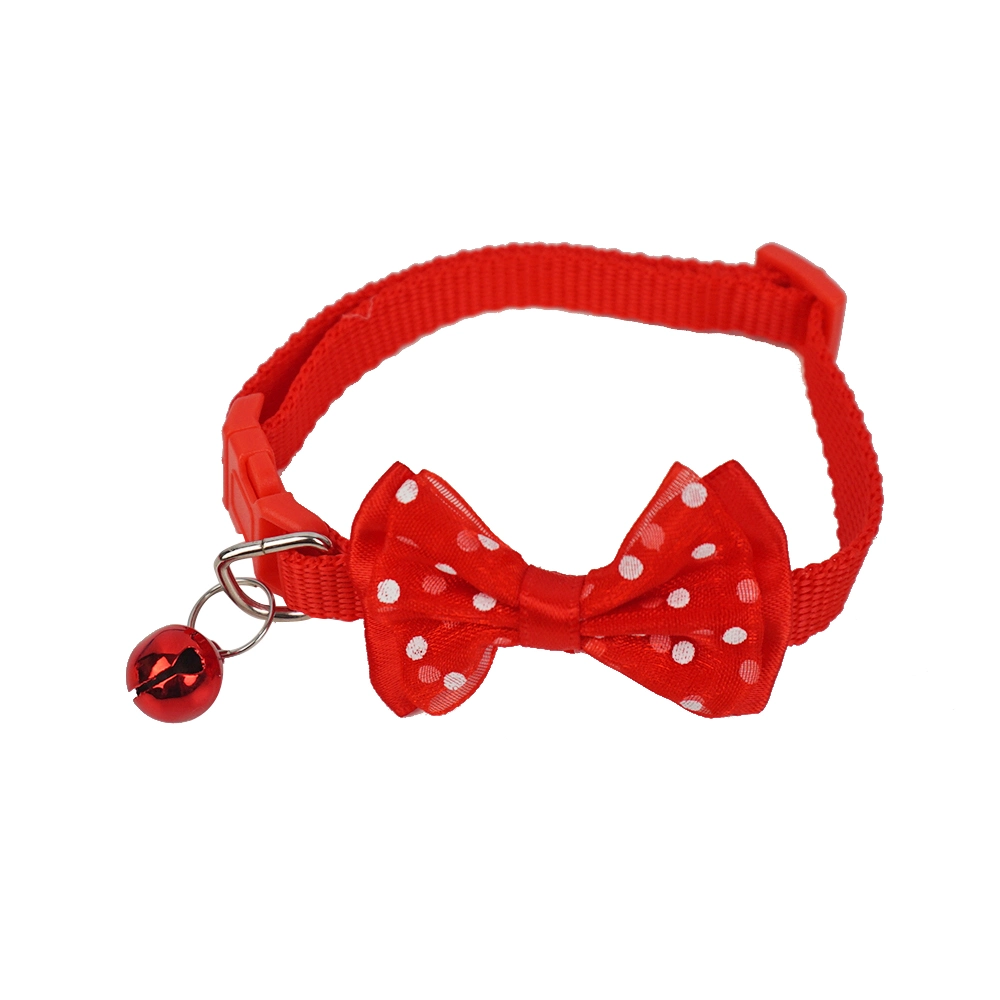 Adjustable Polyester Dog Collar with Bowknot Bells Charm Necklace Collar for Little Dogs Cats Collars Pet Supplies