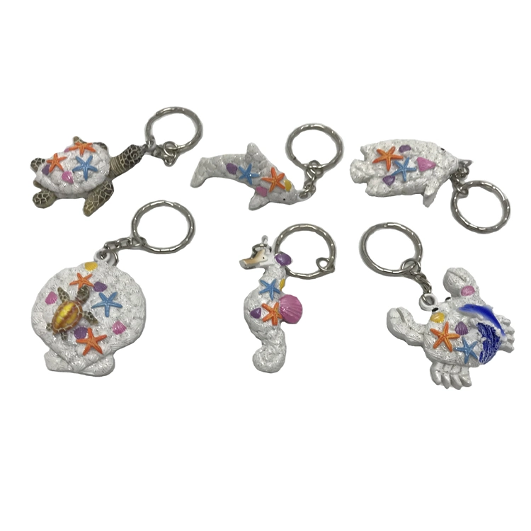 Vente en gros Nouveau Sand Design surf Sea Animal Keychain Beach souvenir Porte-clés à tortue en résine