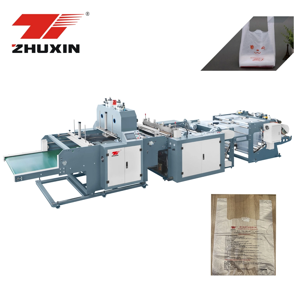 Zhuxin Automatic High Speed T-Shirt Vest Biodegradable Plastic Shopping Garbage Bag Making Machine Price