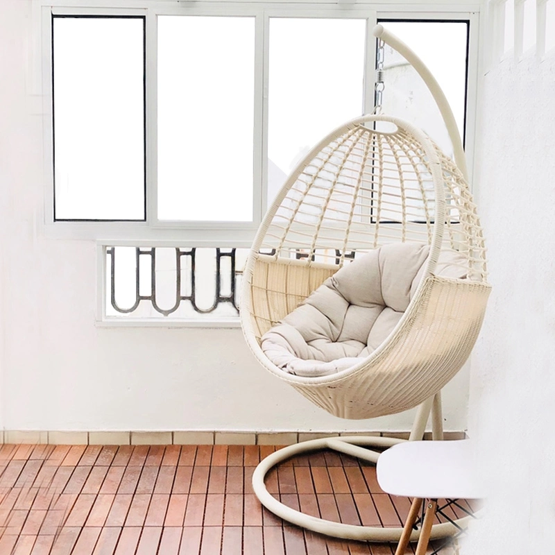 Factory Wholesale/Supplier Cheap Patio Swing Outdoor Furniture Hanging Swing Chair Leisure Wicker Rattan Chair with Cushion and Pole and Base