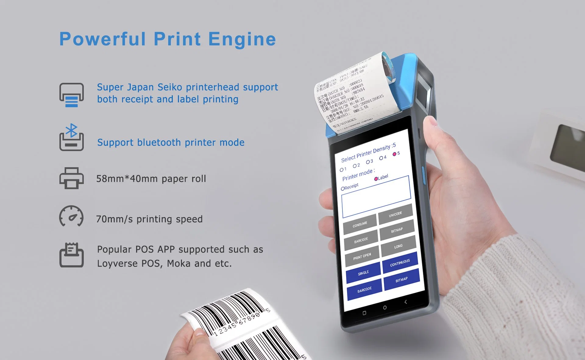 Smart Terminal CS30 pro leistungsstarkes Handheld POS-Terminal mit Professional Zebra 2D-Scanner