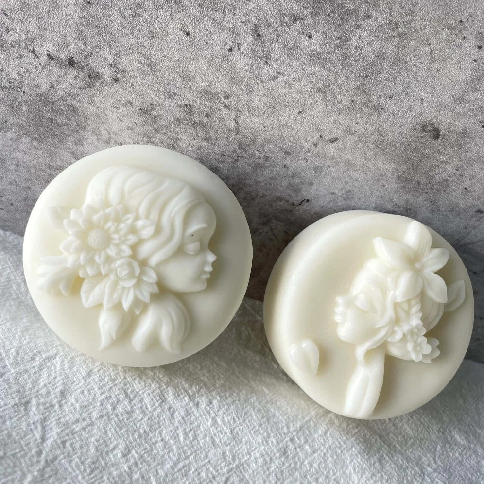 Moule en silicone pour gâteau, chocolat et mooncake rond avec motif en relief en 3D.