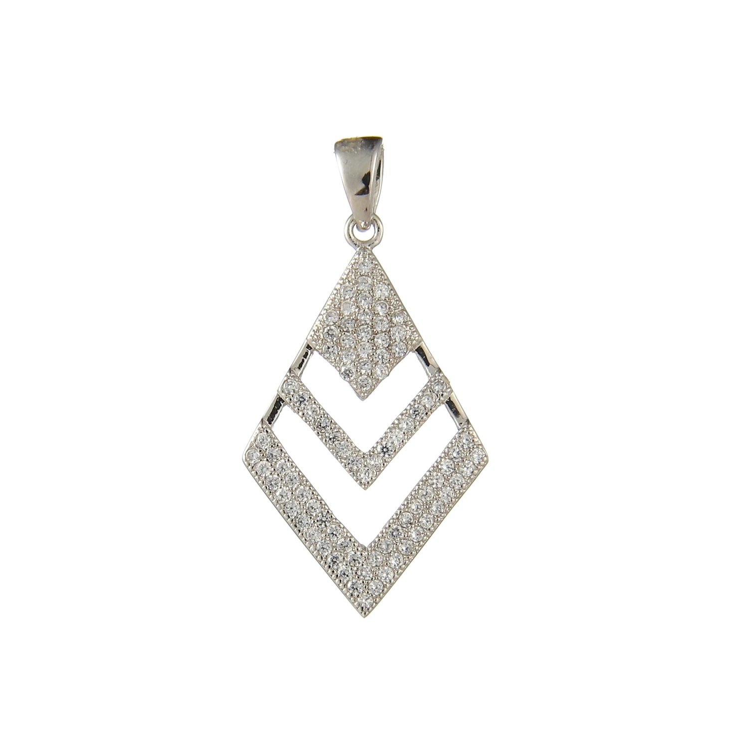 High quality/High cost performance 925 Sterling Silver Rhombus Pendant with Cubic Zirconia