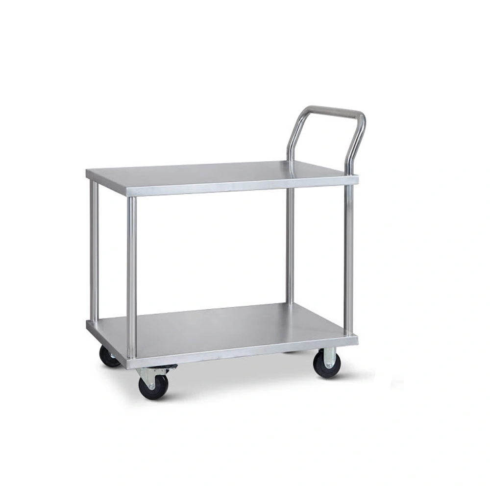 Smile Stainless Steel Equipment Kitchen Double Bowl Collecting Catering Food Trolley Restaurant Dining Service Cart