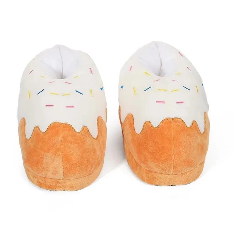 Wholesale/Supplier Winter Warm Shoes Slides Flat Salmon Fries Hamburger Shape Plush Indoor Slippers