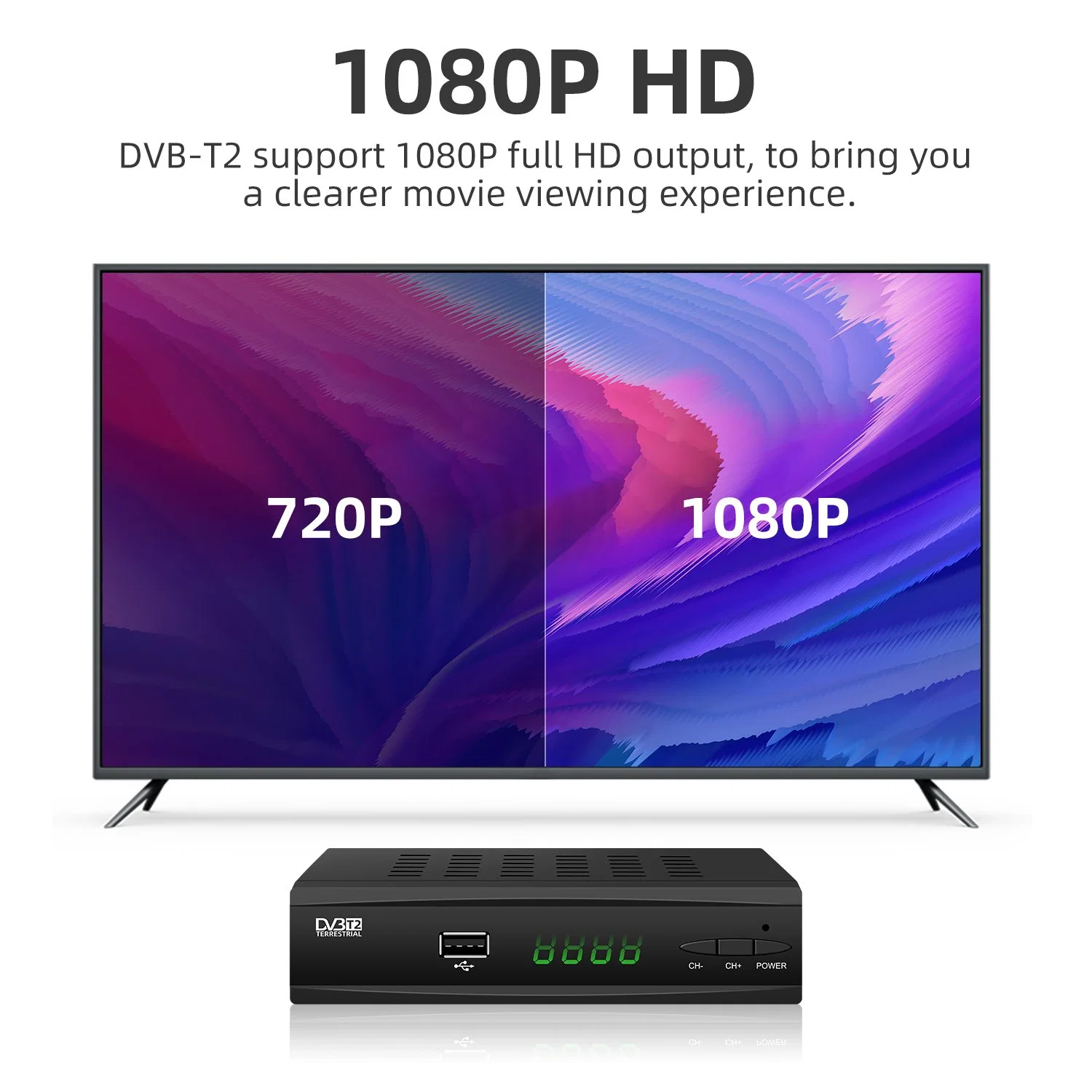 Amazon Hot Selling Factory Price Mini Private Model 10 bit Tuner TV البث الأرضي الرقمي MPEG4 YouTube DVB-T2 H. 265 HEVC Decoder Main 10bits STB