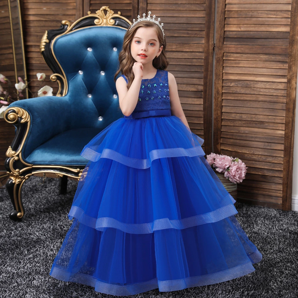 Children New Design Fashion Bridesmaid Flower Girl Multi-Layer Mesh Dress