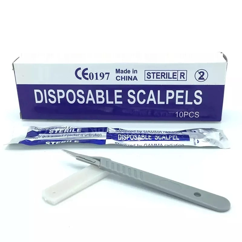 Sterile Disposable Surgical Scalpels with Plastic Handle