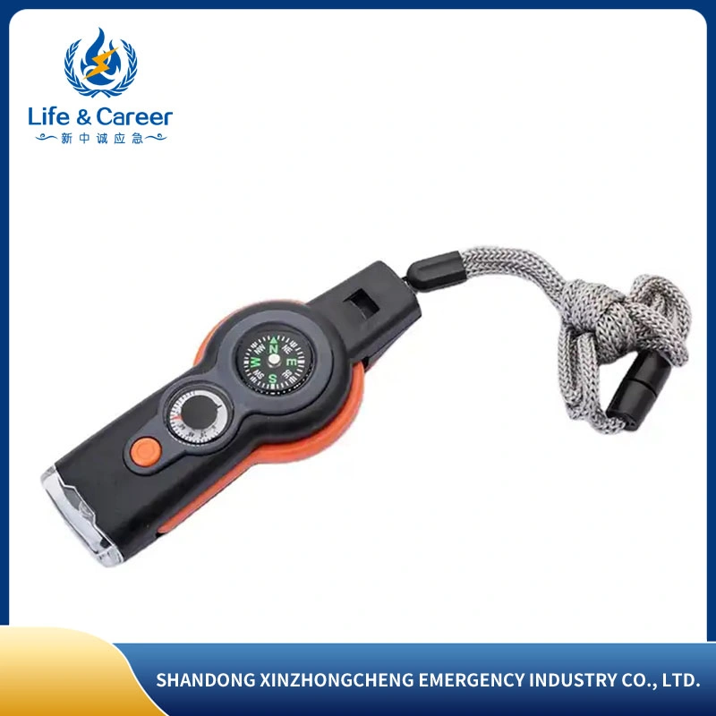 New Arrival Multifunctional Whistle with LED Light Thermometer Compass Rescue Safety Whistle