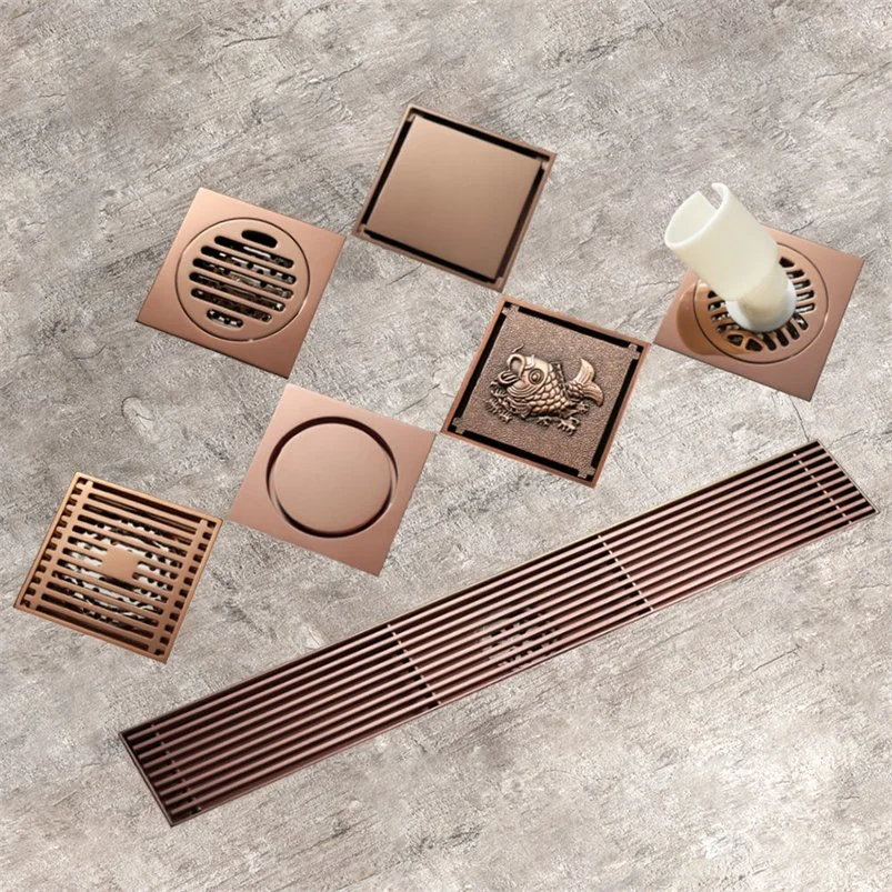 Modern Brass Rose Gold Bathroom Accessories - Anti-Odor Floor Drain with Shower Function, Durable and Stylish