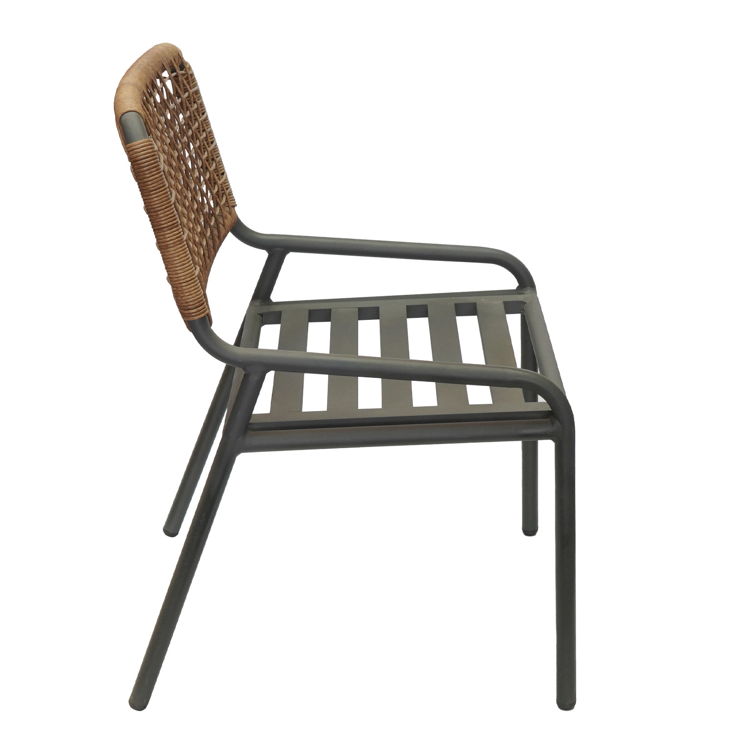 Comfortable Balcony Rattan Chair with Resistance Rust Aluminum Frame Cheap Bamboo Wicker Bistro Rattan Arm Chair for Outdoor