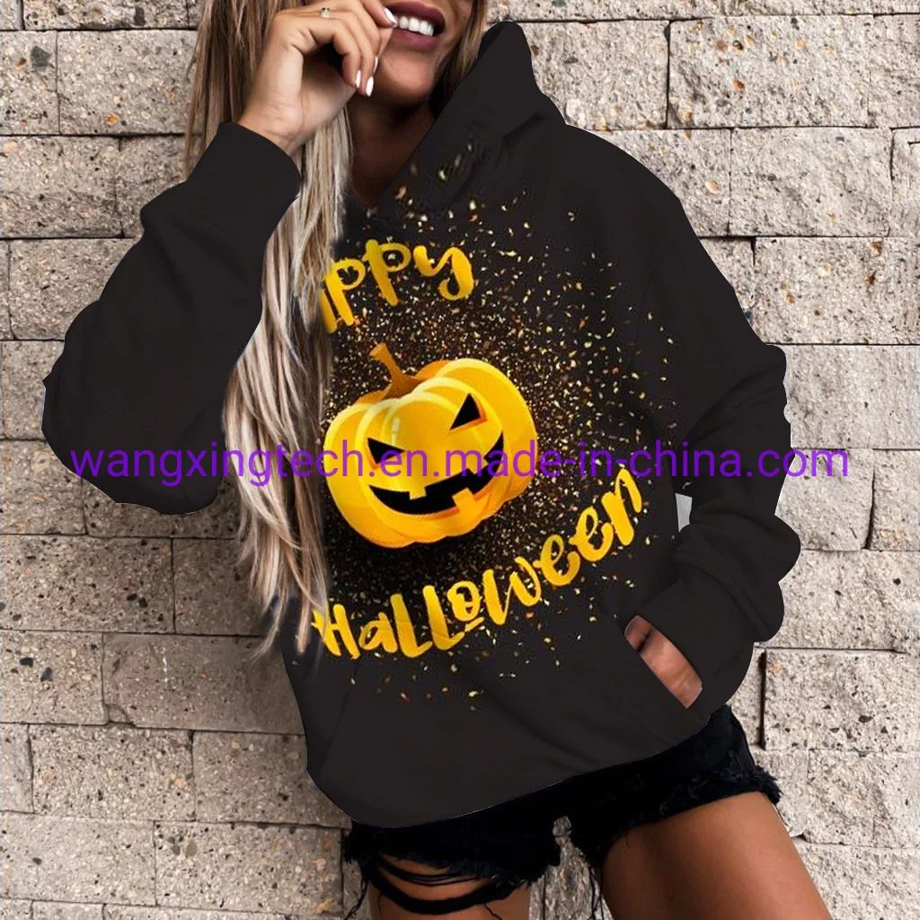 Hot Sale Trendy chandail Hoodie Halloween Citrouille 3D de vêtements pour femmes d'impression numérique