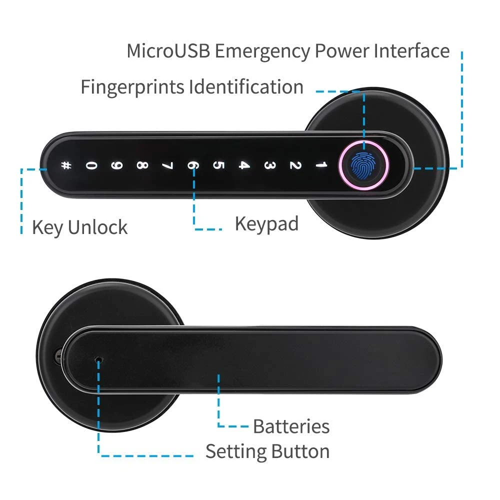 Diseño simple candado sin llave de seguridad teclado digital de alta calidad Empuñadura de puerta inteligente Cerradura electrónica