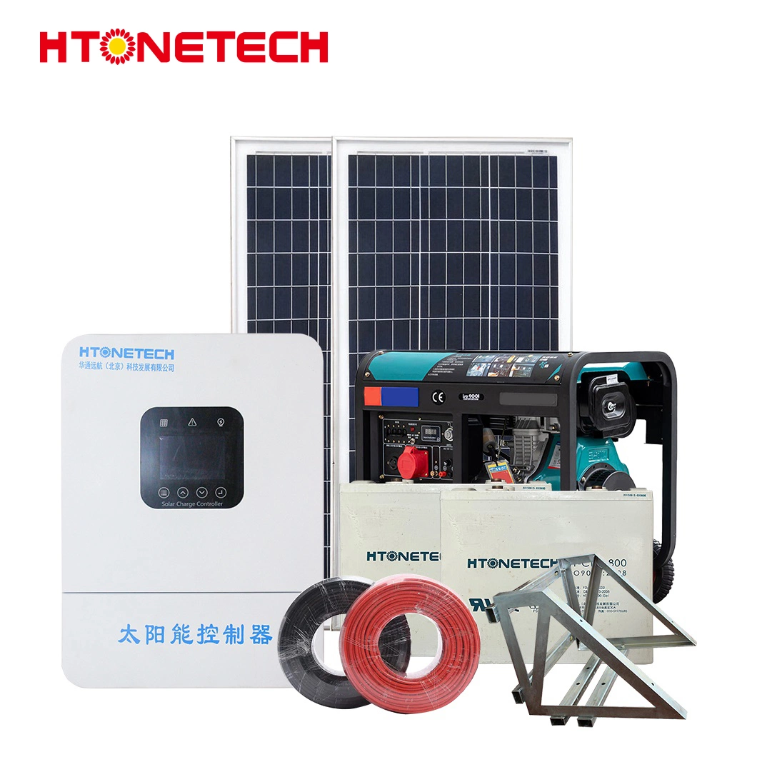 Htonetech 3kw 5kw off Grid Solar System Complete Kit China 5000W 45039W Mono Perc Solar Panels Single Face 9.6kw Diesel Generator Solar Energy System 1kw