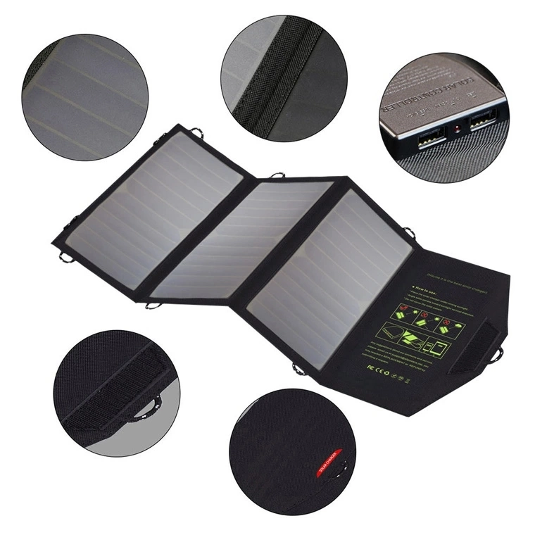 21W Sunpower Foldable USB DC Mobile Phone Power Bank Portable Solar Charger Bag Print Logo