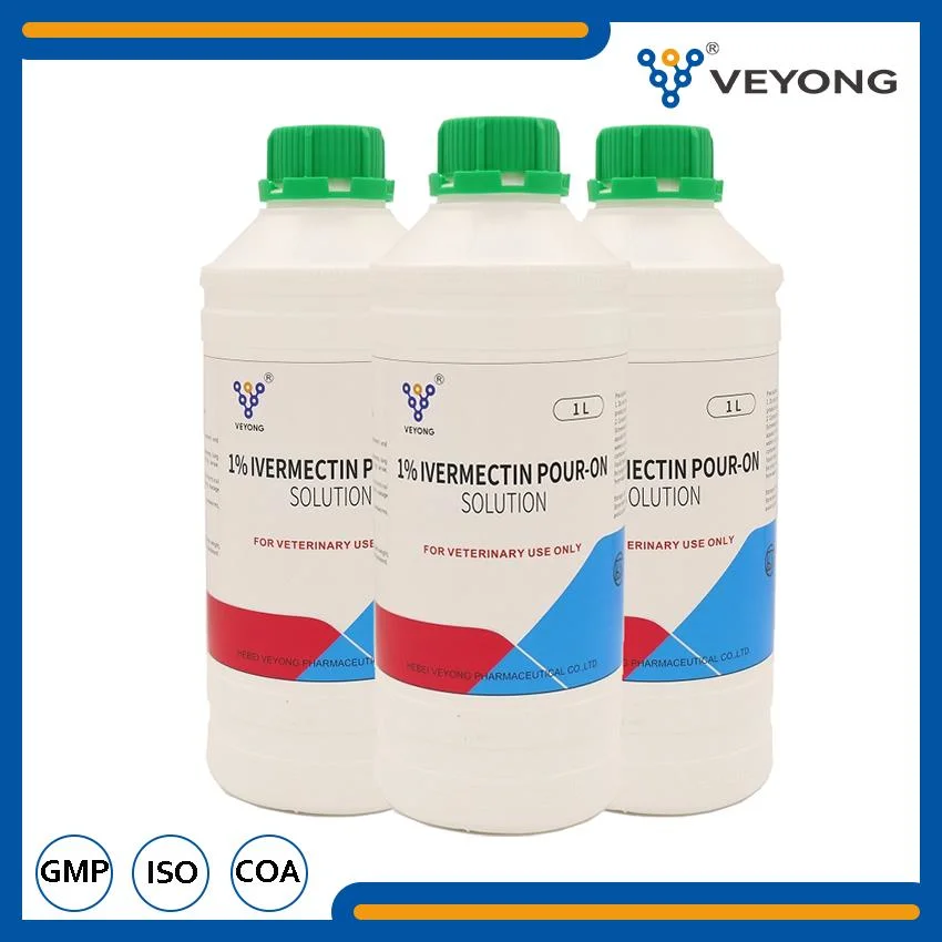 Veterinary Drug Pharmaceutical Ivermectin 0.5%, 1% Ivermectin Pour-on Dewormer for Cattle to Treatment of Parasitic Infections and Infestations