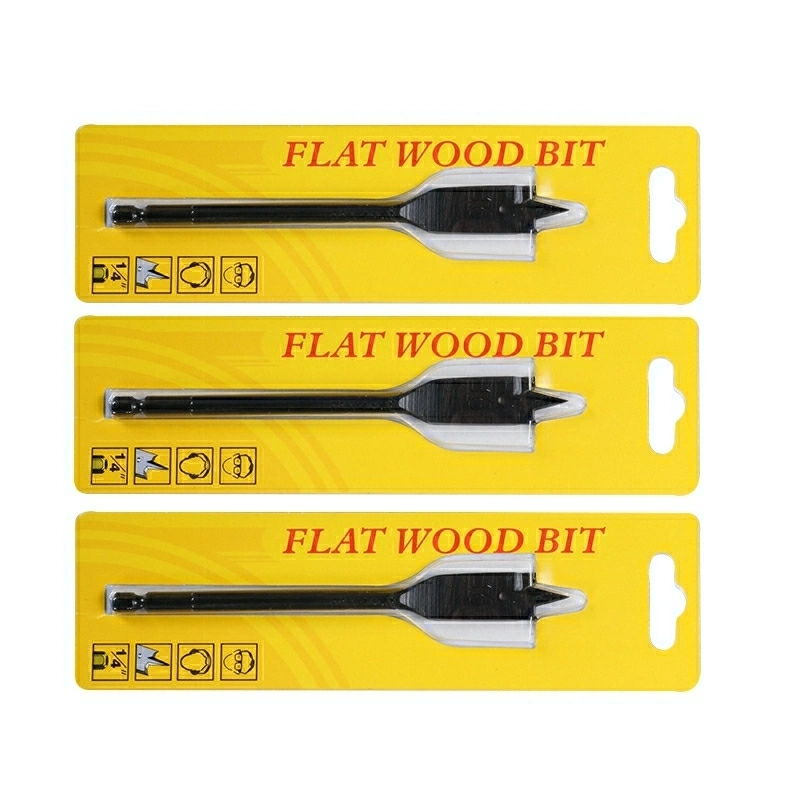 Black Oxided Hex Shank Flat Wood Spade Bit Set in Box and Blister