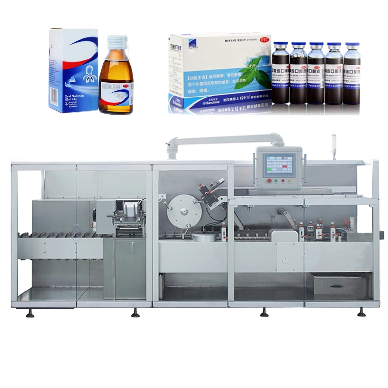 OEM High Speed Plastic/Glass Bottle Filling Packing Machine Connect Box Cartoner with Instruction Paper Folder Package Machine